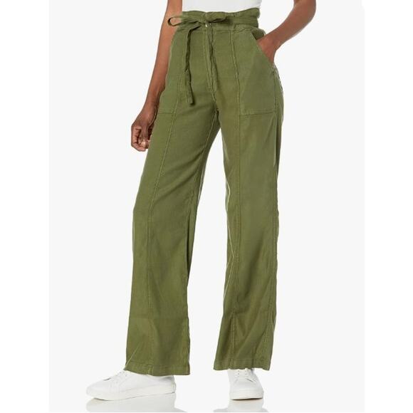 NEW Hudson Womens Cypress Wide Leg Linen Blend Tie Waist Pants Army Green 32 - Picture 11 of 11